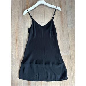VTG Gold Hawk silk mini slip with chiffon hem adjustable strap size S